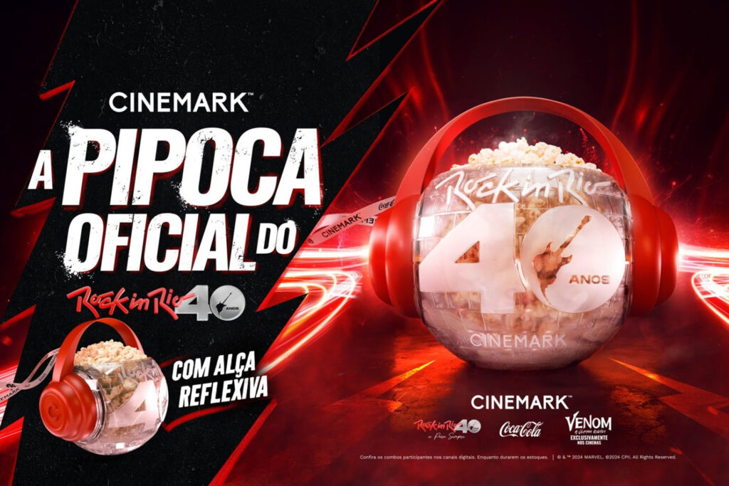 Rock in Rio 2024: Cinemark apresenta balde de pipoca colecionável com alça reflexiva